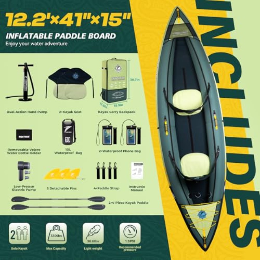 قارب كاياك قابل للنفخ للرحلات  - مراجعة Fishing Kayak Seat وسعره